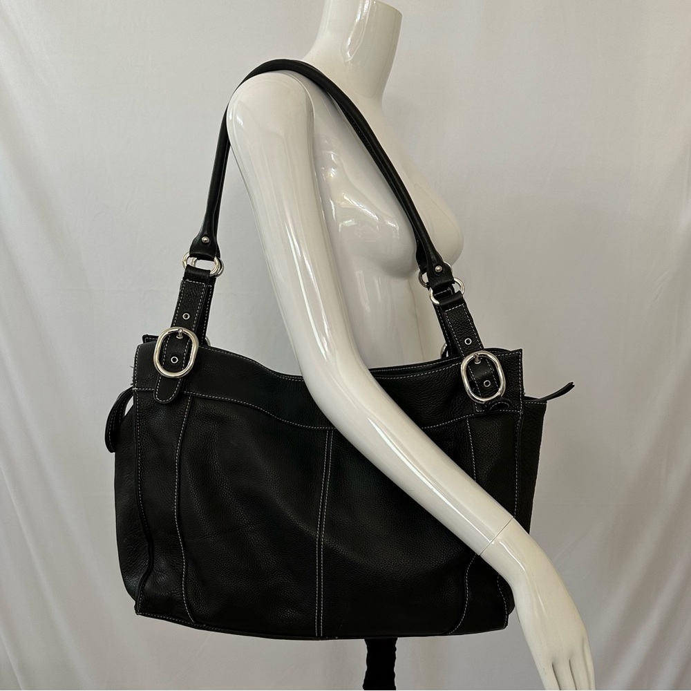 Tignanello Genuine Leather Black Tote with Handles